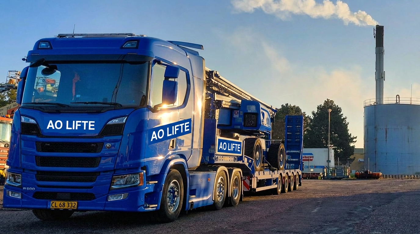 Varebil foran AO Lifteudlejning ApS kontor